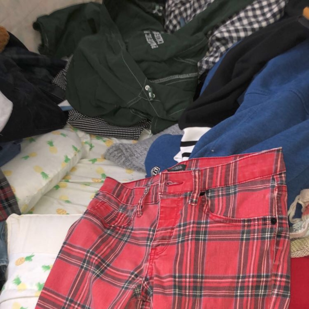 Red plaid pants